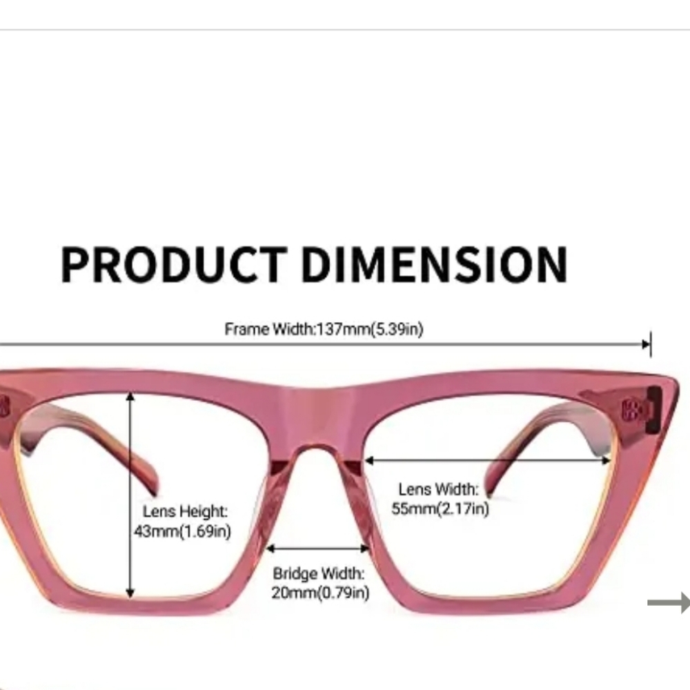 Zeelol womens pink Prescription glasses - Picture 4 of 4